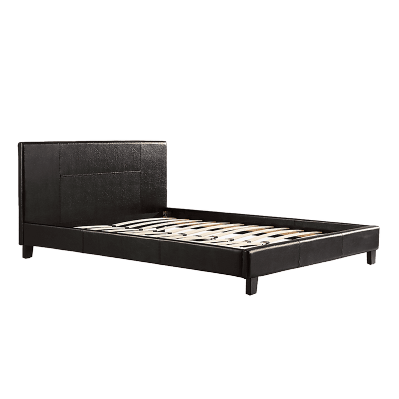 Double PU Leather Bed Frame Black