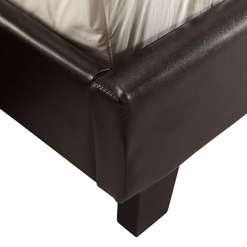 Queen PU Leather Bed Frame Brown