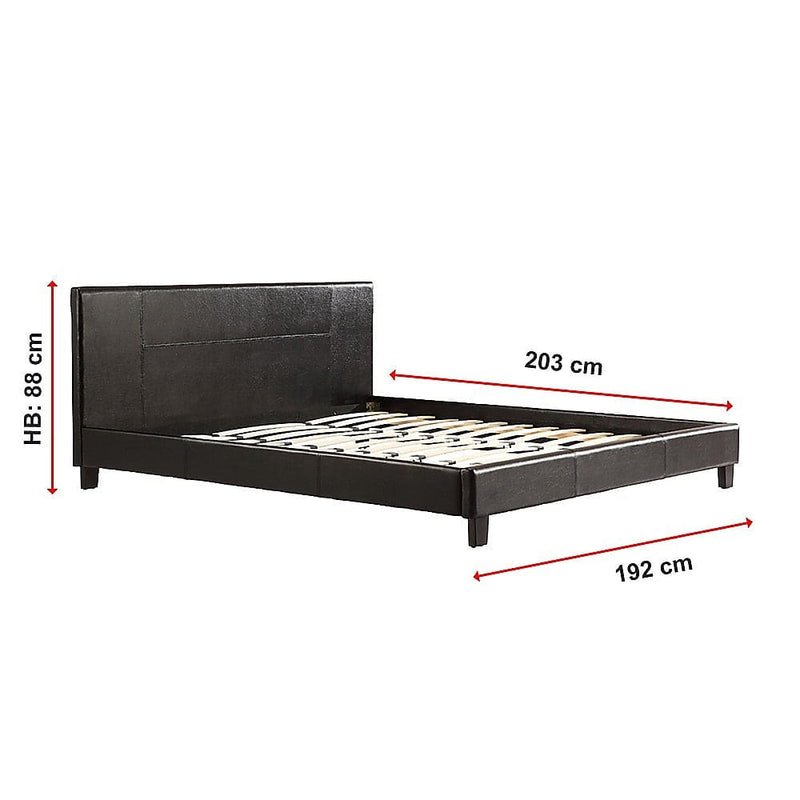 King PU Leather Bed Frame Black