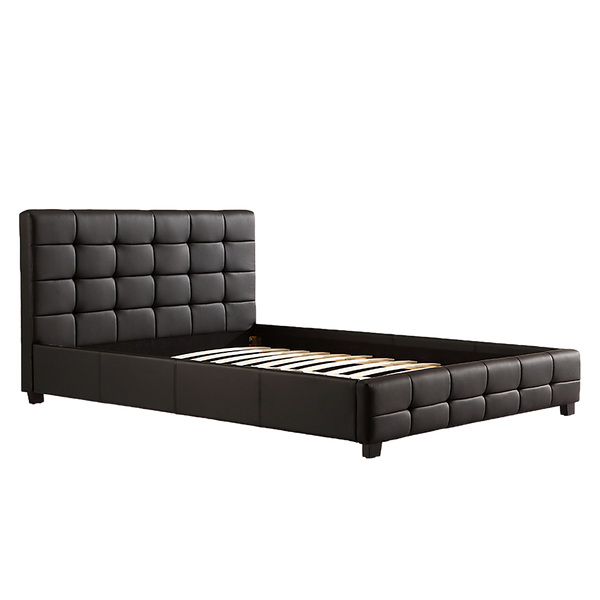 Double PU Leather Deluxe Bed Frame Black