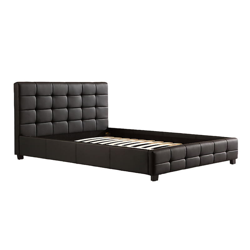 Queen PU Leather Deluxe Bed Frame Black