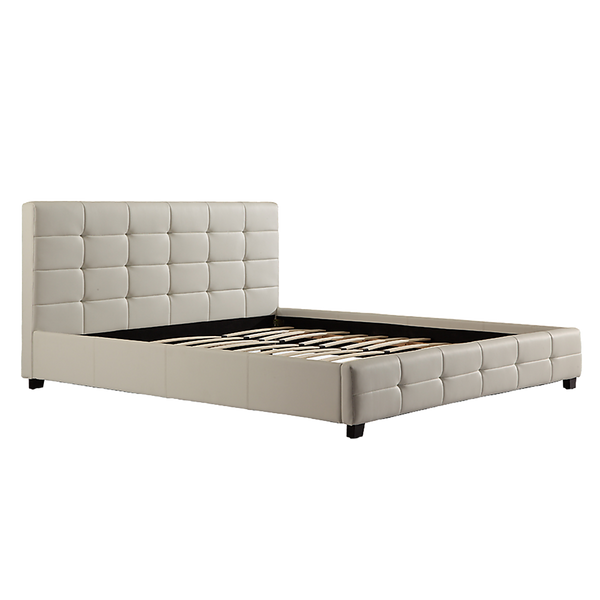 King PU Leather Deluxe Bed Frame White