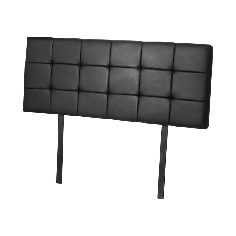 PU Leather Double Bed Deluxe Headboard Bedhead - Black