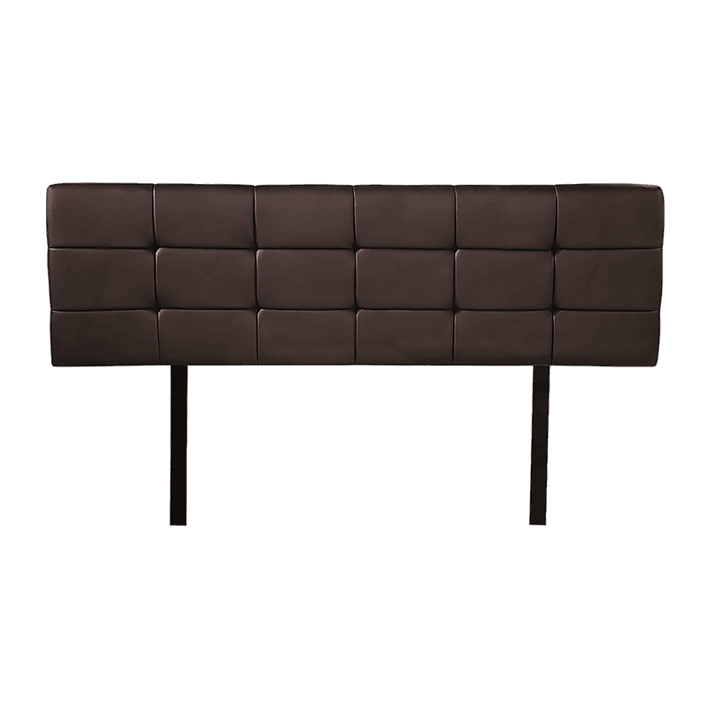 PU Leather Queen Bed Deluxe Headboard Bedhead - Brown