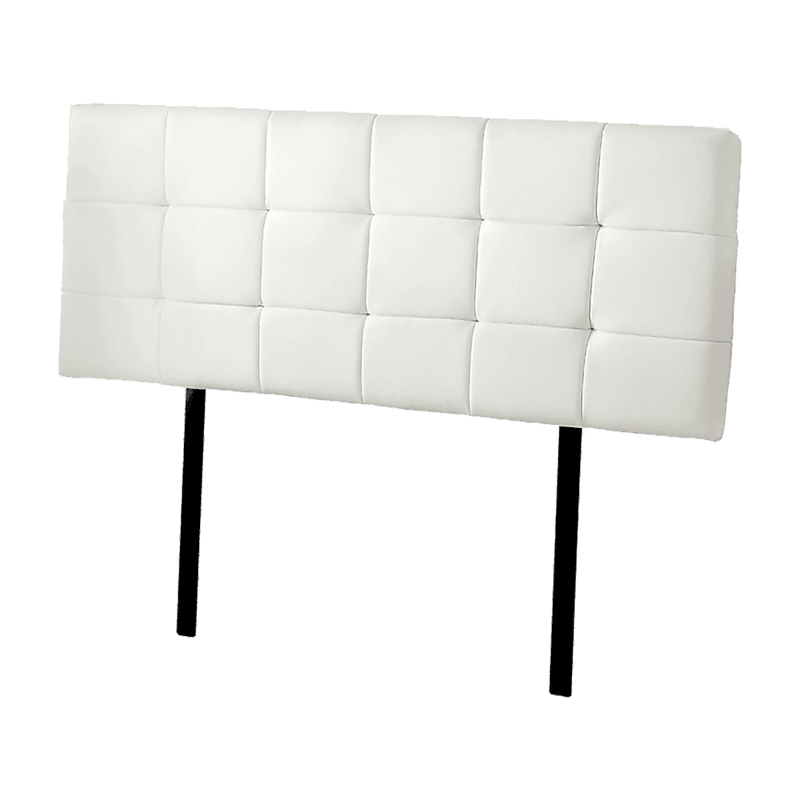 PU Leather Queen Bed Deluxe Headboard Bedhead - White