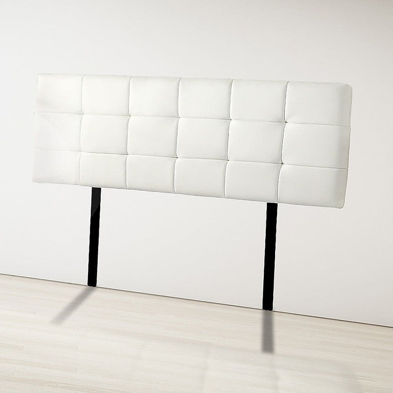 PU Leather Queen Bed Deluxe Headboard Bedhead - White