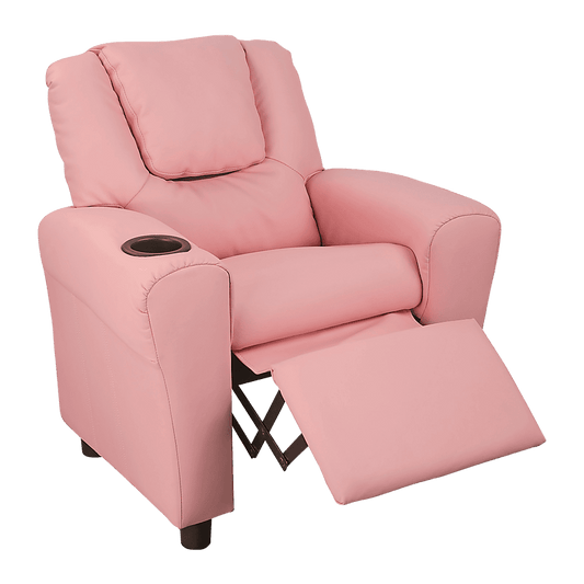 PU Leather Kids Recliner with Drink Holder