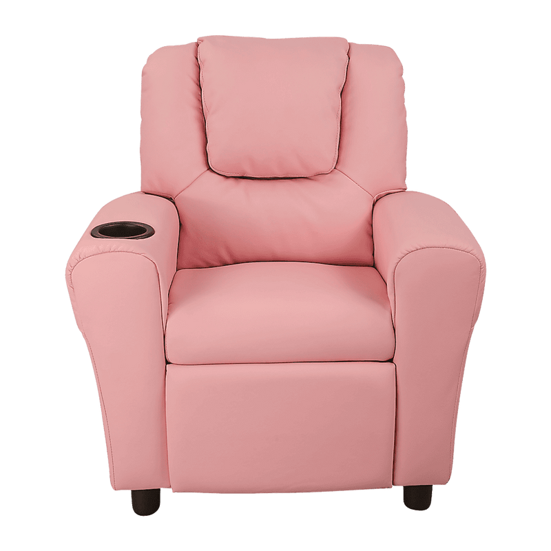 PU Leather Kids Recliner with Drink Holder