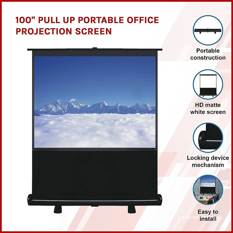 100" Pull Up Portable Office Projection Screen