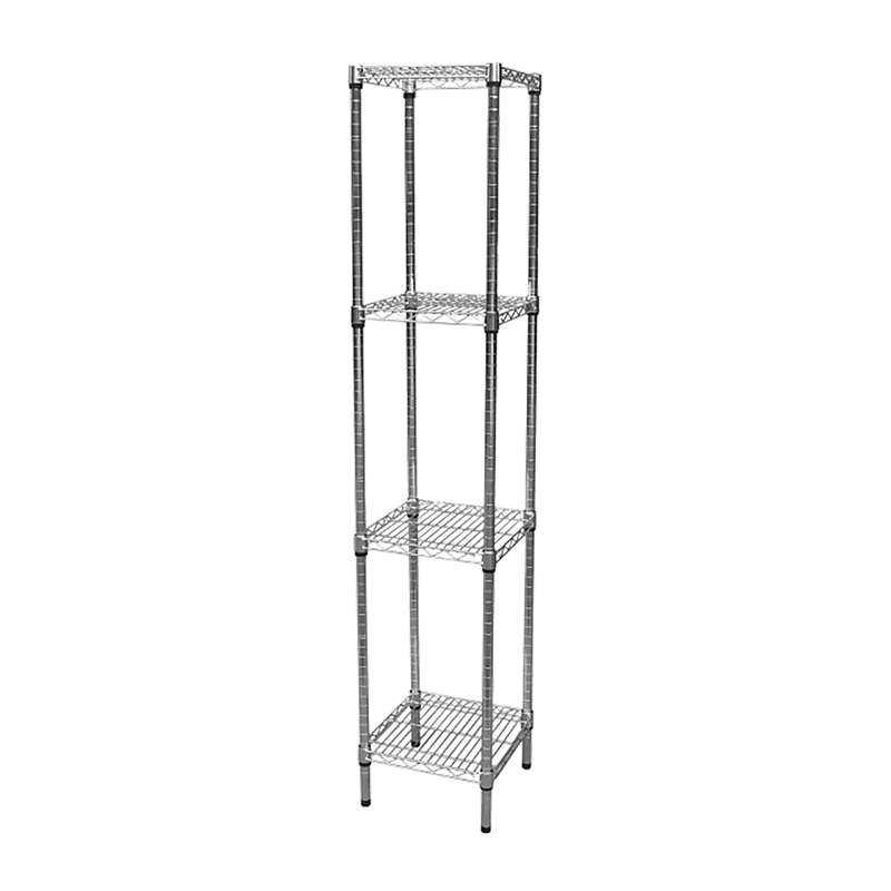 Modular Chrome Wire Storage Shelf 350 x 350 x 1800 Steel Shelving