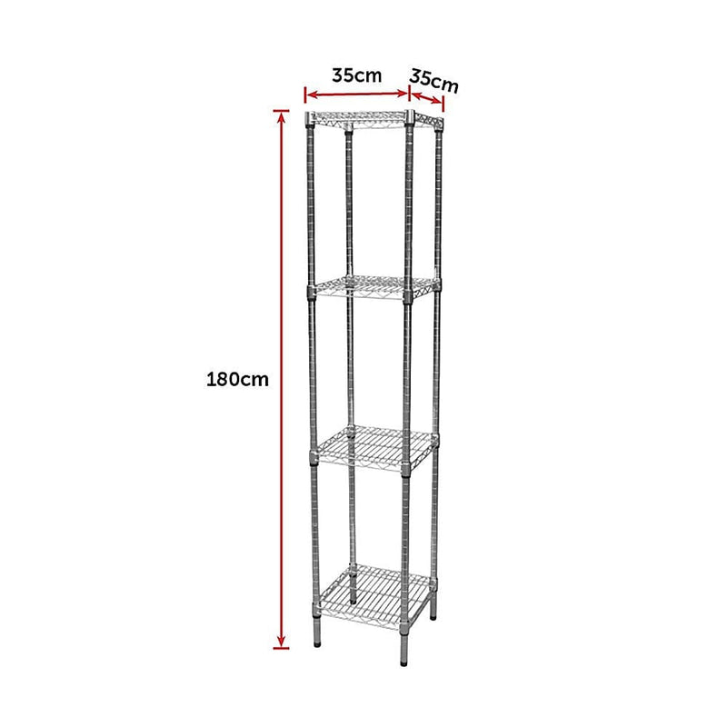 Modular Chrome Wire Storage Shelf 350 x 350 x 1800 Steel Shelving