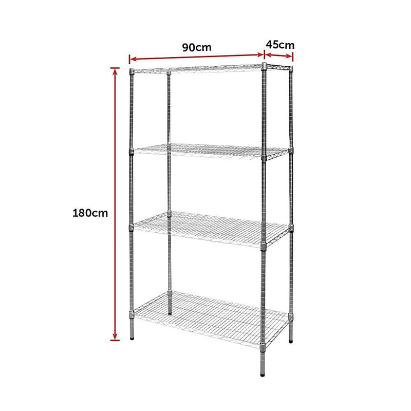 Modular Chrome Wire Storage Shelf 900 x 450 x 1800 Steel Shelving