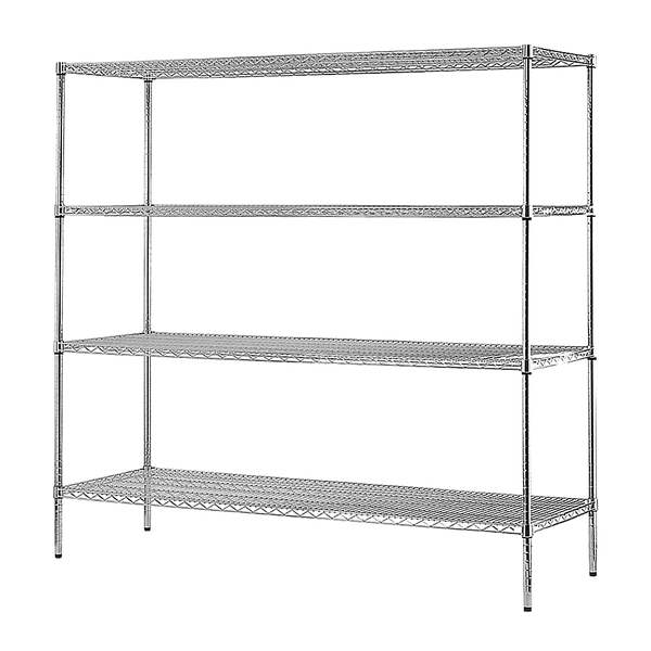 Modular Chrome Wire Storage Shelf 1500 x 350 x 1800 Steel Shelving