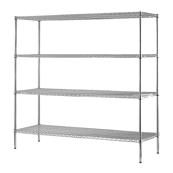 Modular Chrome Wire Storage Shelf 1500 x 450 x 1800 Steel Shelving