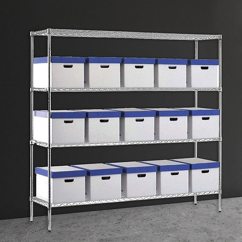 Modular Chrome Wire Storage Shelf 1500 x 450 x 1800 Steel Shelving