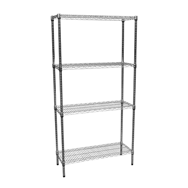 Modular Chrome Wire Storage Shelf 900 x 350 x 1800 Steel Shelving