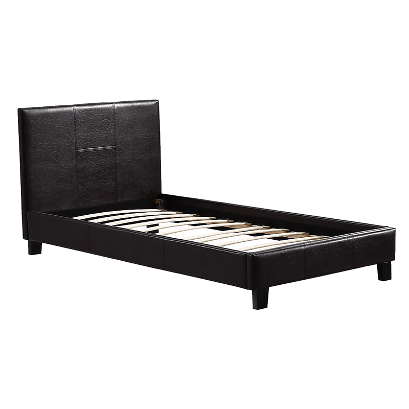 Single PU Leather Bed Frame Brown