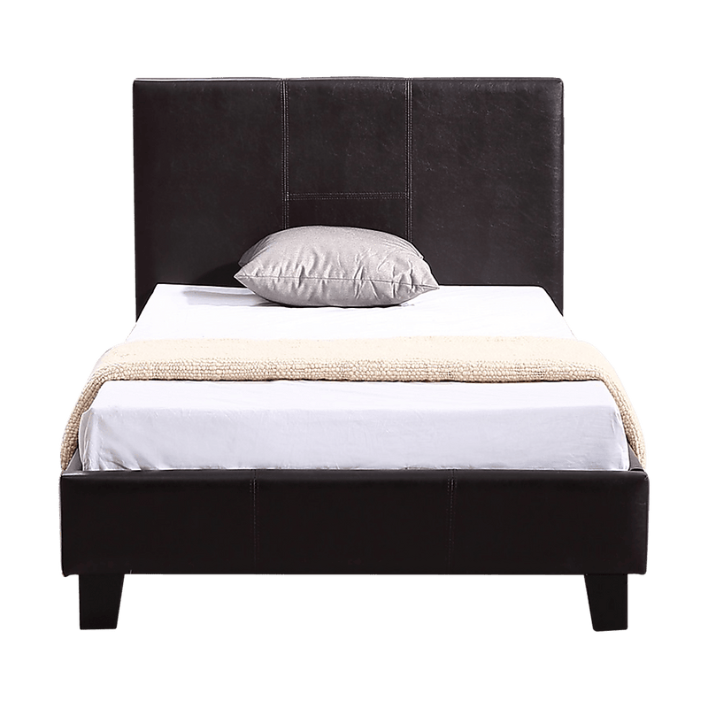 Single PU Leather Bed Frame Brown