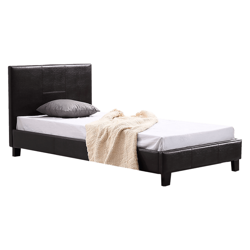 Single PU Leather Bed Frame Brown