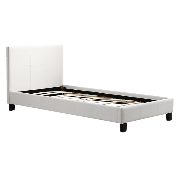 Single PU Leather Bed Frame White