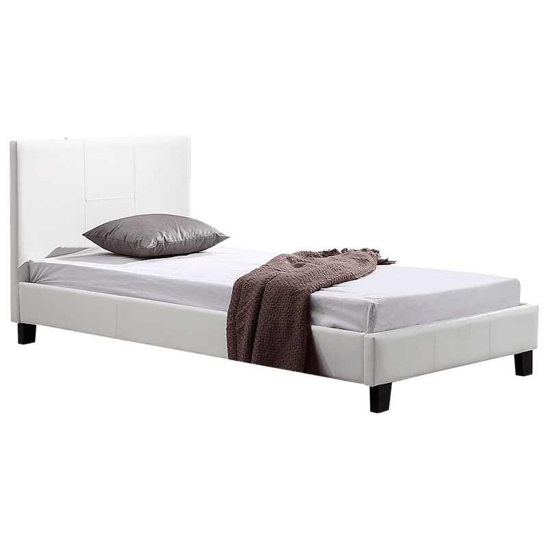 Single PU Leather Bed Frame White