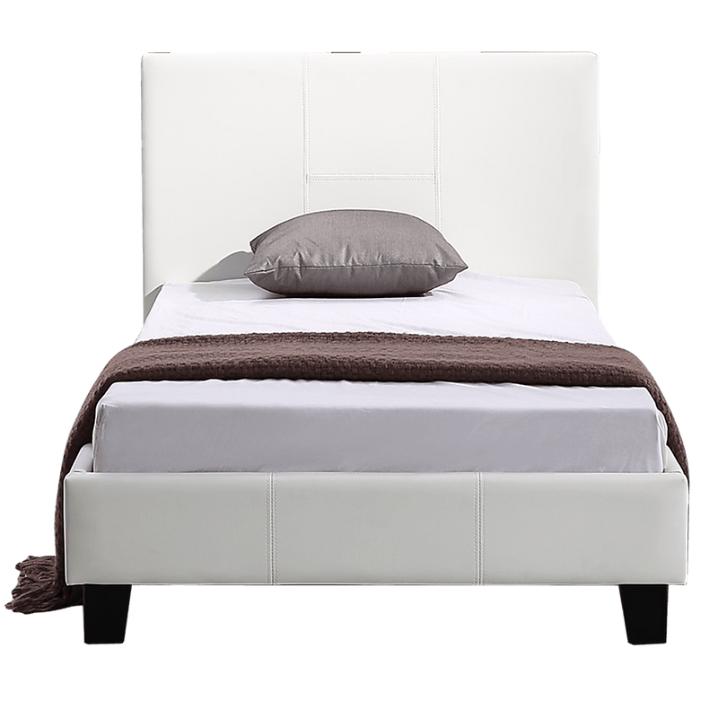 Single PU Leather Bed Frame White