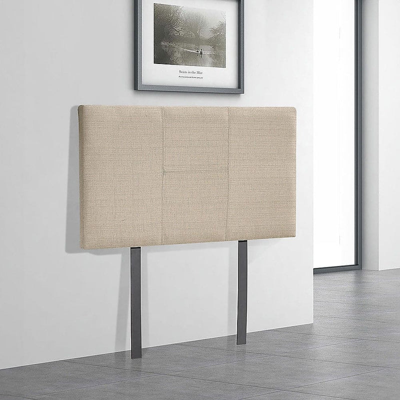 Linen Fabric Single Bed Headboard Bedhead - Beige