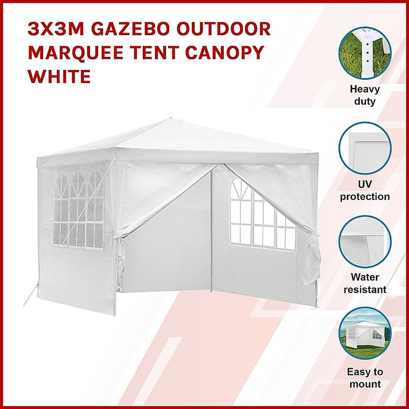 3x3m Gazebo Outdoor Marquee Tent Canopy White