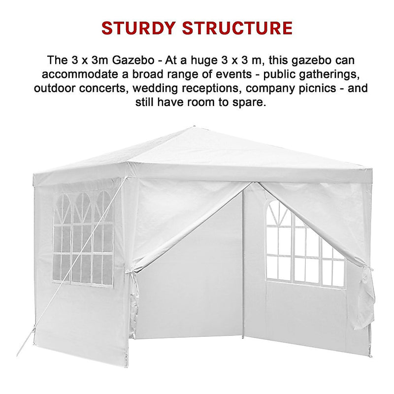 3x3m Gazebo Outdoor Marquee Tent Canopy White