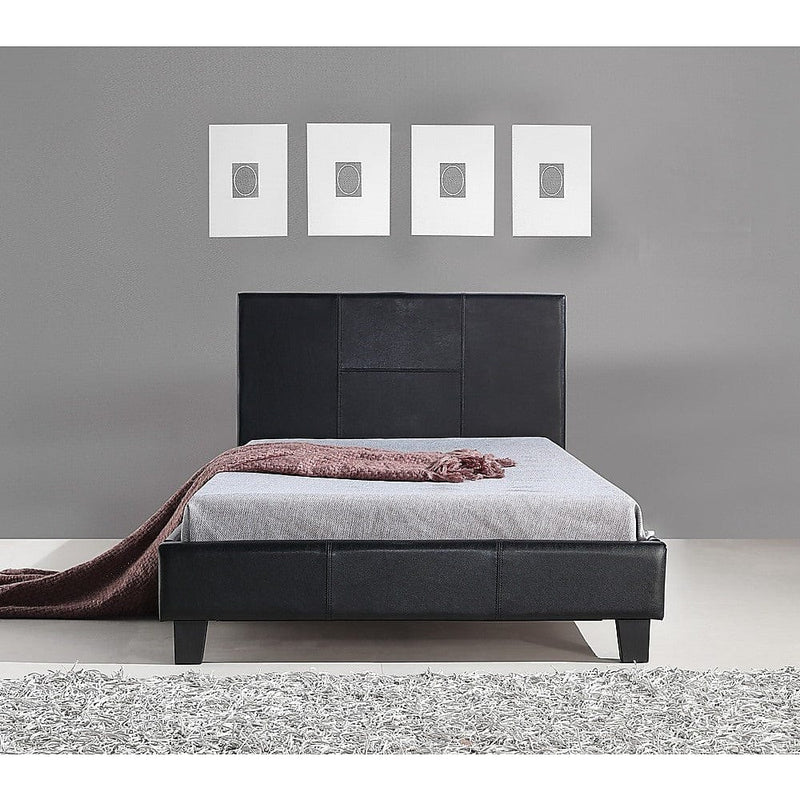 King Single PU Leather Bed Frame Black