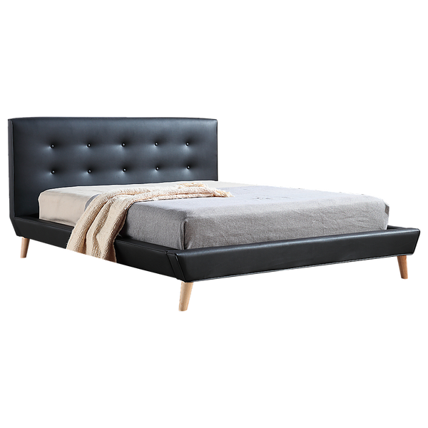 Queen PU Leather Deluxe Bed Frame Black