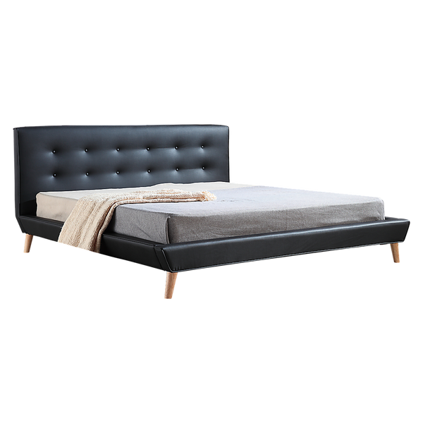 King PU Leather Deluxe Bed Frame Black