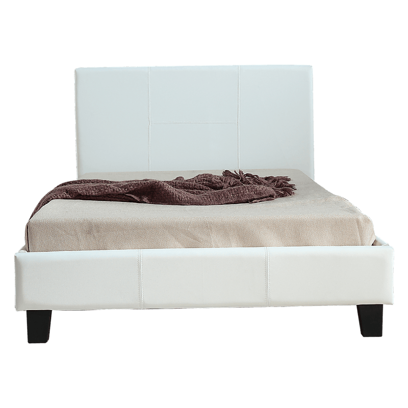 King Single PU Leather Bed Frame White