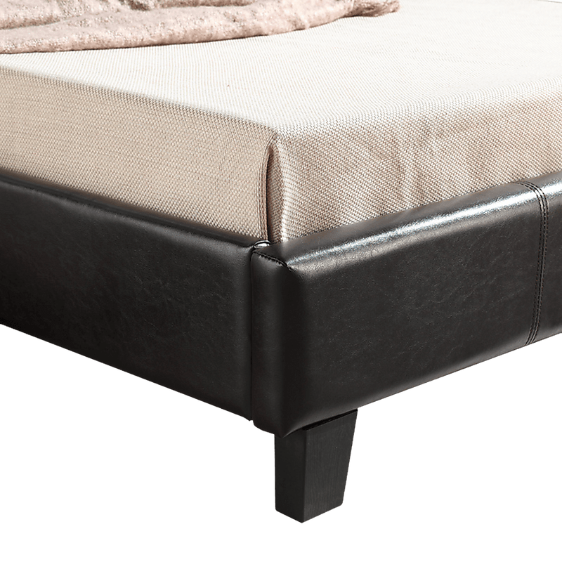 King Single PU Leather Bed Frame Brown