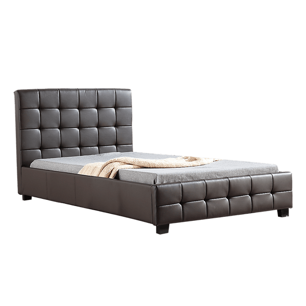 King Single PU Leather Deluxe Bed Frame Brown