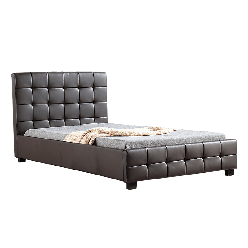 King Single PU Leather Deluxe Bed Frame Brown