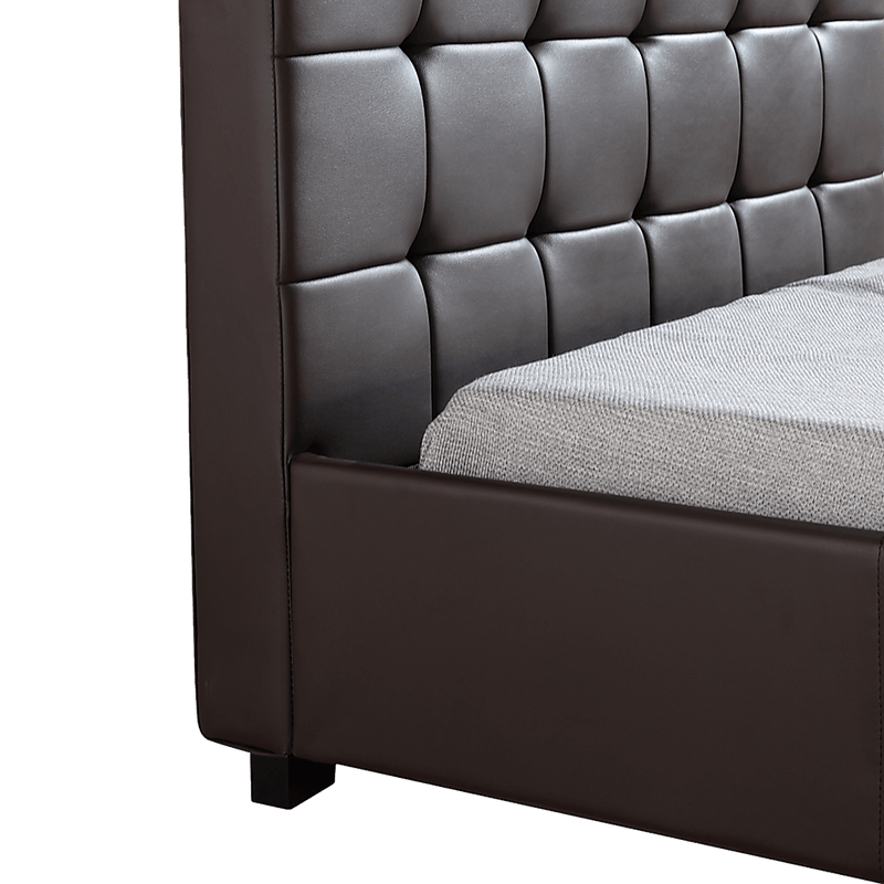 King Single PU Leather Deluxe Bed Frame Brown