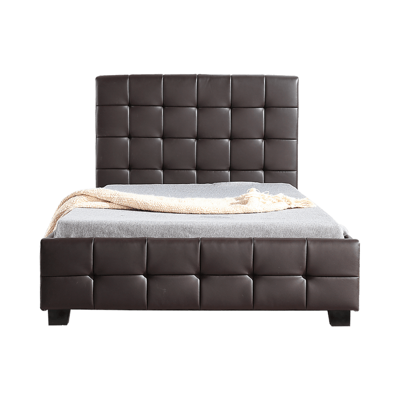 King Single PU Leather Deluxe Bed Frame Brown