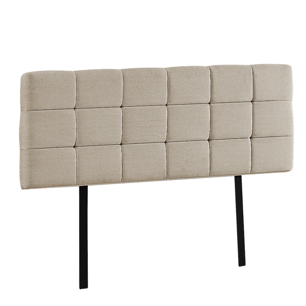 Linen Fabric Double Bed Deluxe Headboard Bedhead - Beige