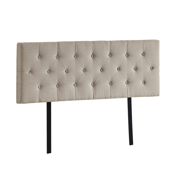 Linen Fabric Double Bed Deluxe Headboard Bedhead - Beige