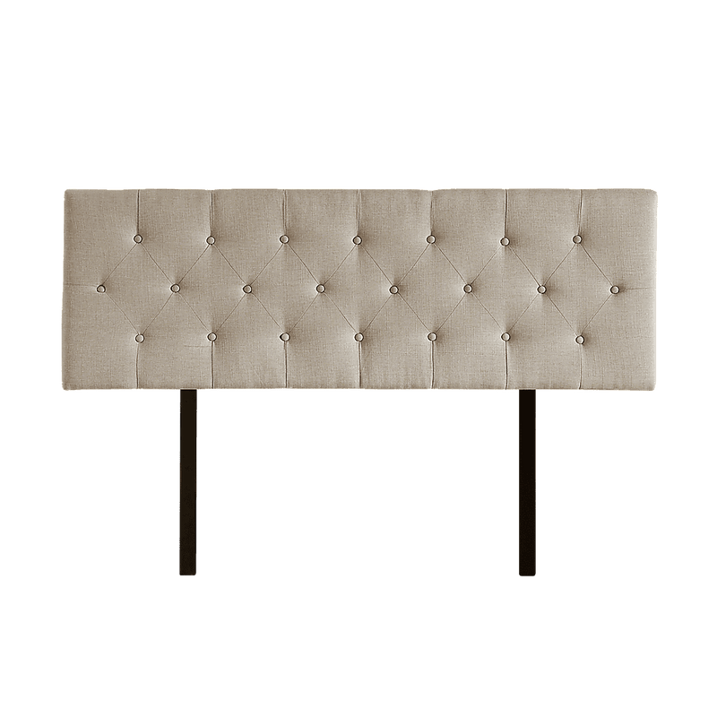 Linen Fabric Double Bed Deluxe Headboard Bedhead - Beige