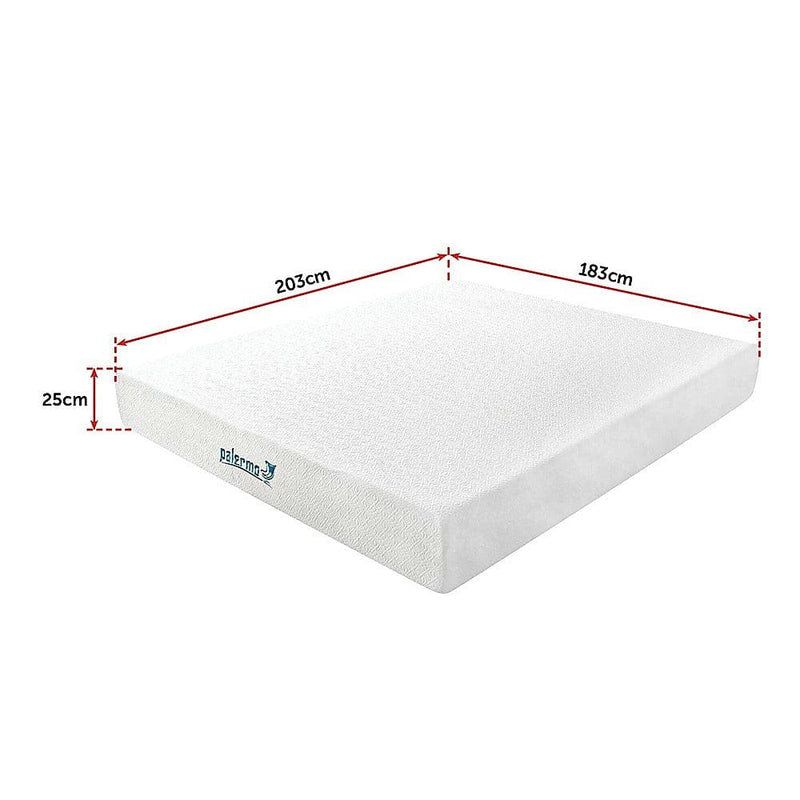 Palermo King 25cm Gel Memory Foam Mattress  - Dual-Layered  - CertiPUR-US Certified