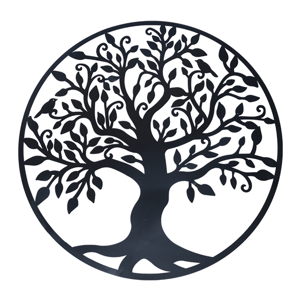 Black Tree of Life Wall Art Hanging Metal Iron Sculpture Garden 60cm