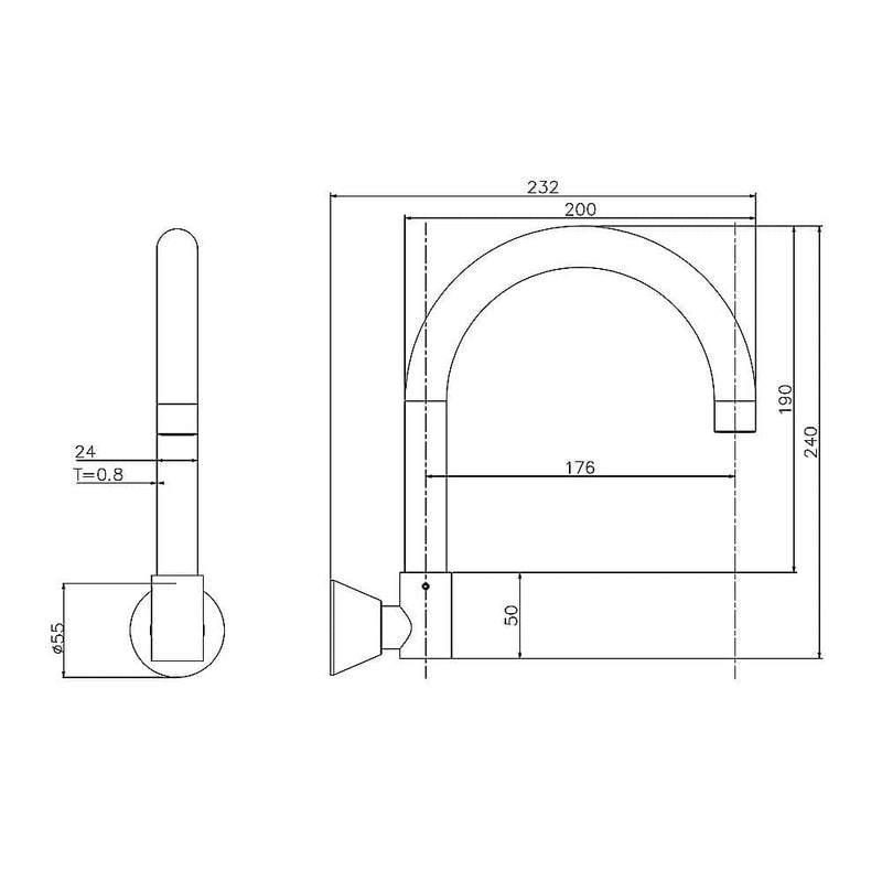 High Reach Swivel Wall Kitchen Laundry Bath Basin Spout