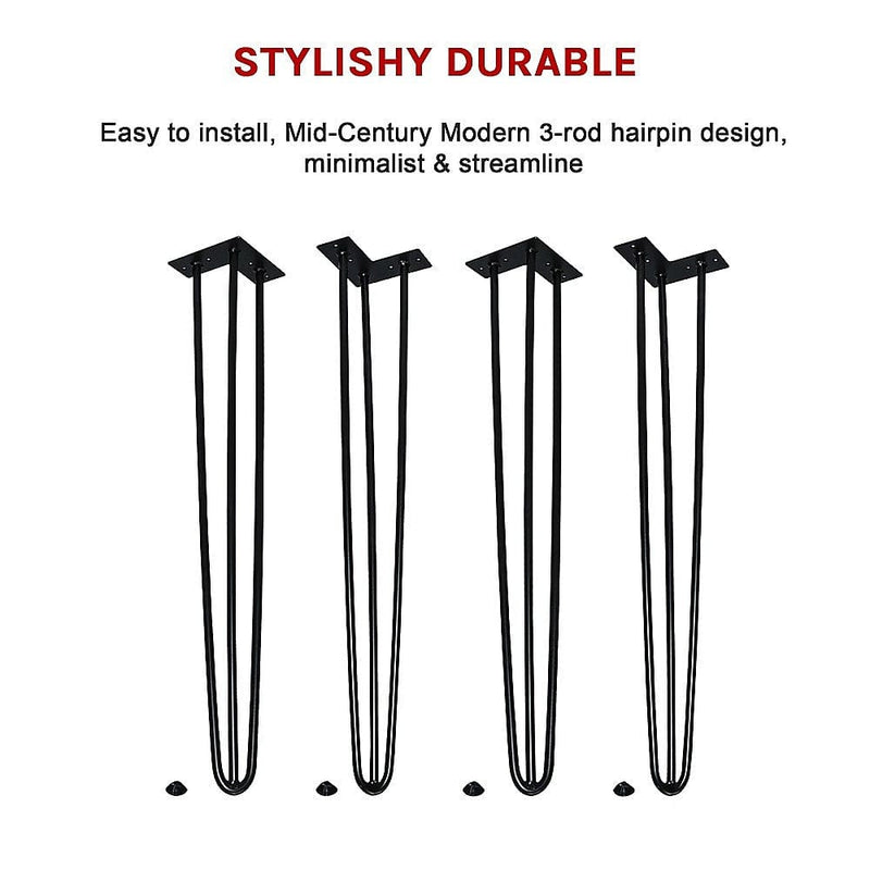 Set of 4 Industrial Retro Hairpin Table Legs 12mm Steel Bench Desk 71cm Leg