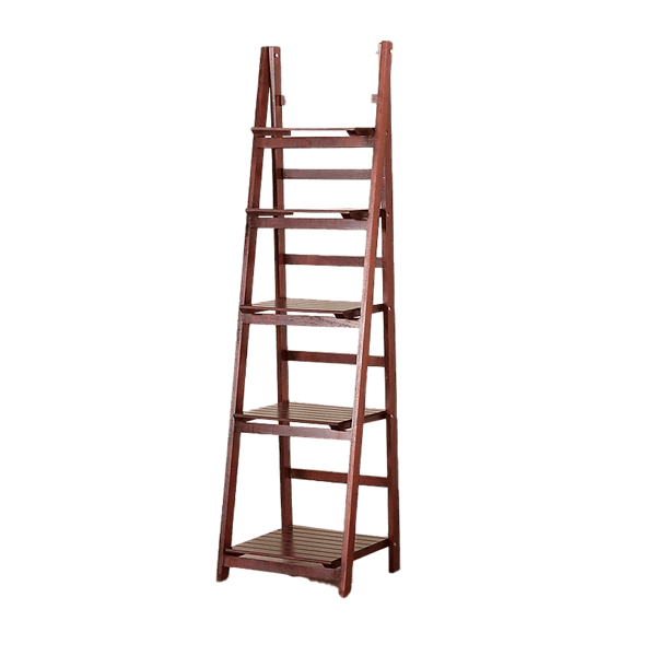 5 Tier Wooden Ladder Shelf Stand Storage Book Shelves Shelving Display Rack