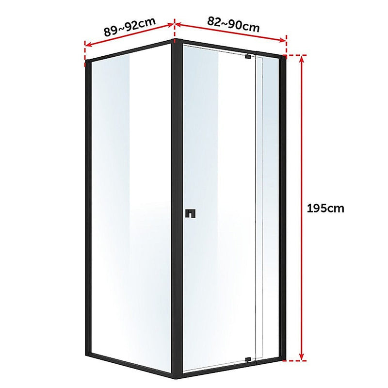 Semi Frameless Shower Screen (82~90)x 195cm & (89~92)x 195cm Side AS/NZS Glass