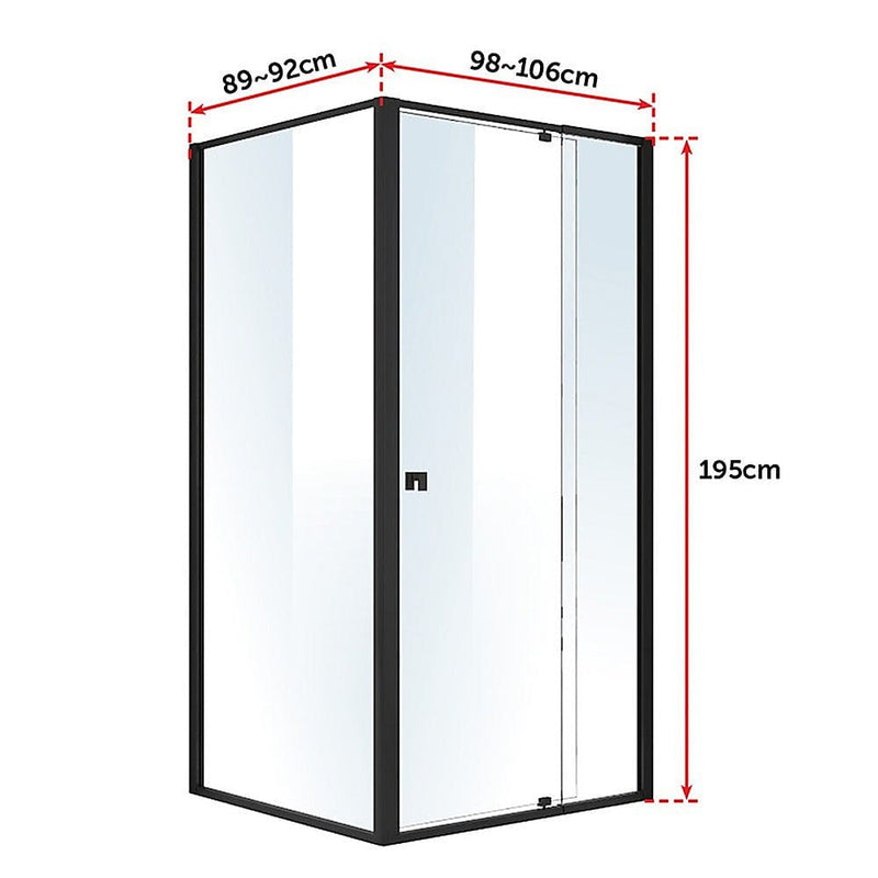 Semi Frameless Shower Screen (98~106)x 195cm & (89~92)x 195cm Side AS/NZS Glass