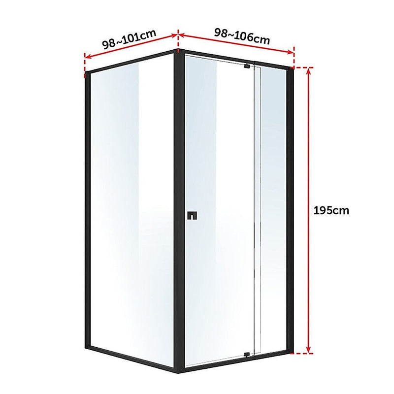 Semi Frameless Shower Screen (98~106)x 195cm & (98~101)x 195cm Side AS/NZS Glass