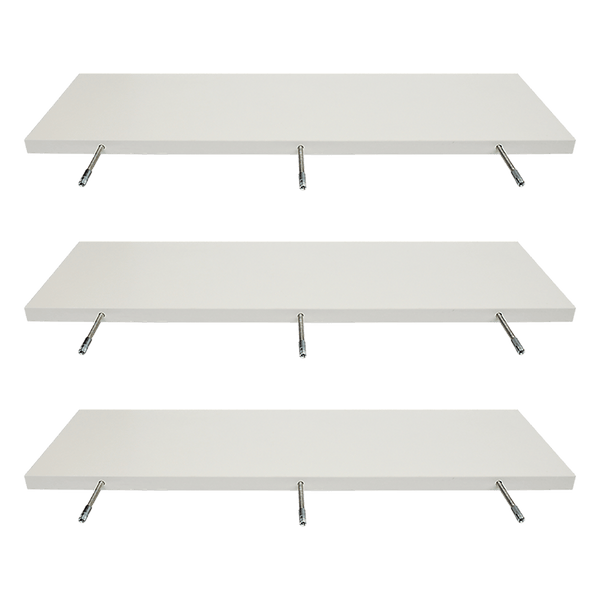 Floating Wall Shelf Wooden Shelves Wall Storage 80cm - White - Pack of 3